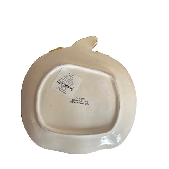 Ceramic Pumpkin-Shaped Plate With Embossed Sunflower & Leaf Design - Picture 5 of 11